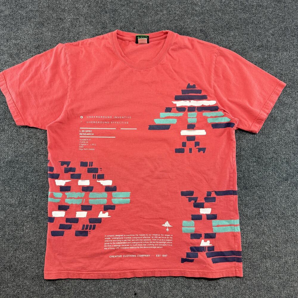 LRG Shirt Mens XL Red Underground Inventive Geo Graphic Tee All Over Print
